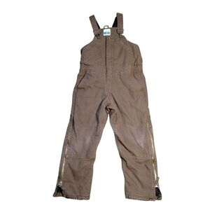 Mountain Blue Bib Overalls Quilted M Brown Jean/ Canvas